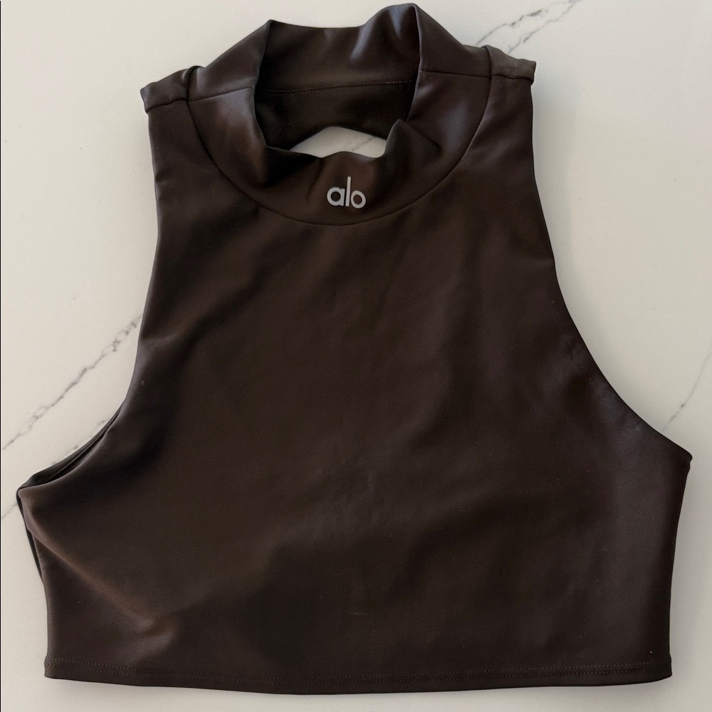 ALO Yoga Dark Brown Sleeveless Crop Top